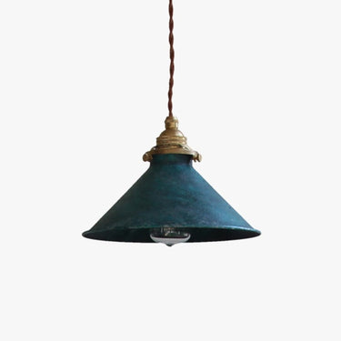 Rustic Cone Metal Pendant Light With Brass Fitting - Image 1