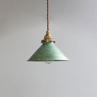 Rustic Cone Metal Pendant Light With Brass Fitting - Image 3
