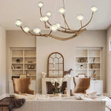 Rustic Tree Branch Chandelier With 12 Glass Globe Lights - Image 2