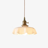 Scalloped Glass Pendant Light With Brass Fitting - Image 6