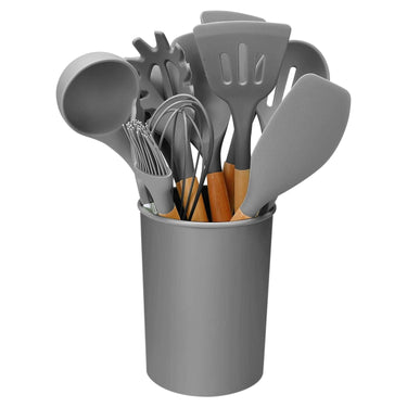 Silicone Kitchen Utensil Set 11-Piece Non-Scratch Cooking Tools With Wood Handles And Holder - Image 7