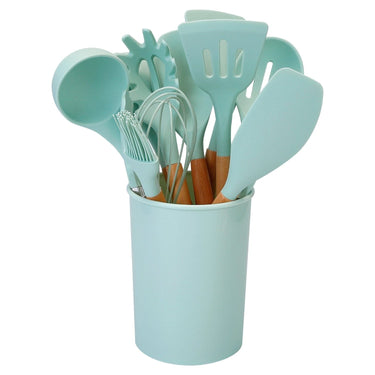 Silicone Kitchen Utensil Set 11-Piece Non-Scratch Cooking Tools With Wood Handles And Holder - Image 8