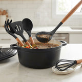 Silicone Kitchen Utensil Set 11-Piece Non-Scratch Cooking Tools With Wood Handles And Holder - Image 1