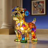 Stained Glass Dog Table Lamp With Resin Base - Image 5
