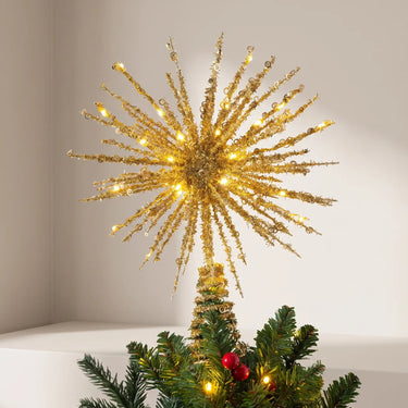 Starburst Christmas Tree Topper With Warm White LED Lights - Image 1