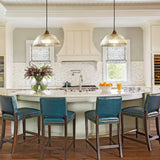 Striped Glass Dome Pendant Light With Brass Finish - Image 4