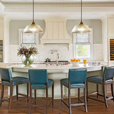 Striped Glass Dome Pendant Light With Brass Finish - Image 4