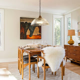 Striped Glass Dome Pendant Light With Brass Finish - Image 6