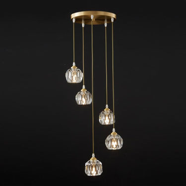 Swirl Crystal Dome Cluster Pendant Light With Metal Canopy - Image 4