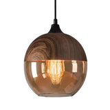Tinted Glass Wood Pendant Light With Adjustable Cable - Image 1
