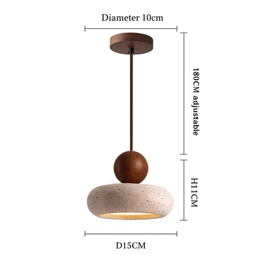 Travertine Pendant Light With Natural Stone Shade - Image 3