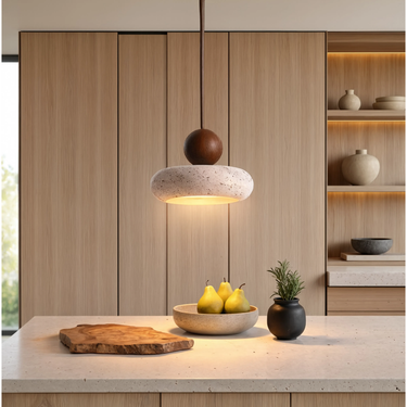 Travertine Pendant Light With Natural Stone Shade - Image 5