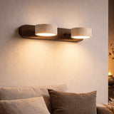Travertine Wall Light With Wooden Base And Integrated LED - Image 1