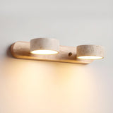 Travertine Wall Light With Wooden Base And Integrated LED - Image 6