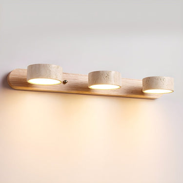 Travertine Wall Light With Wooden Base And Integrated LED - Image 8