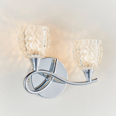 Twin Wall Light With Curved Metal Arms And Cut Glass Shades - Image 6