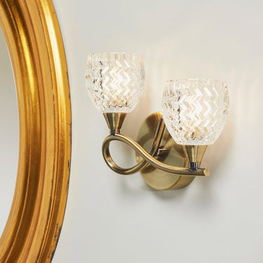 Twin Wall Light With Curved Metal Arms And Cut Glass Shades - Image 5