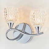 Twin Wall Light With Curved Metal Arms And Cut Glass Shades - Image 4