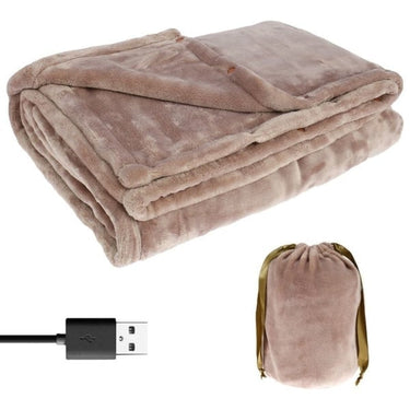 USB Heated Blanket Throw Cordless Portable Fleece Wrap With Travel Bag - Image 5