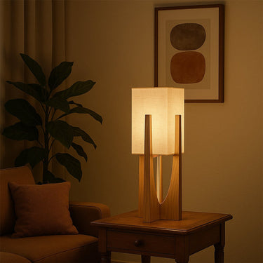 Wabi Sabi Floor Lamp With Handcrafted Fabric Shade - Image 3