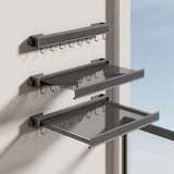 Wall Mounted Clothes Rack Extendable With Shelf And Hooks Smart Space-Saving Design For Efficient Laundry Drying - Image 4