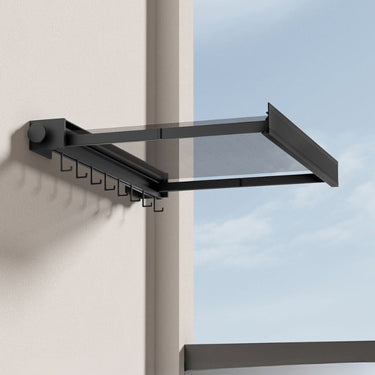 Wall Mounted Drying Rack Foldable Design With Mesh Surface And Hooks For Clothes And Shoes Storage - Image 5