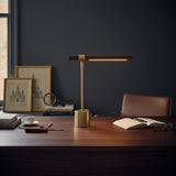 Walnut T Bar Desk Lamp With Brass Base - Image 1