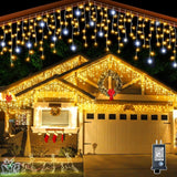 Warm White LED Christmas Icicle String Lights With Flickering Effect - Image 1