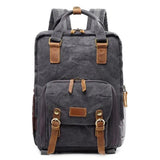 Waterproof Waxed Canvas Camera Backpack With Laptop Compartment And Tripod Strap - Image 2