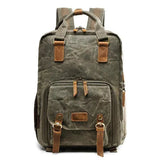 Waterproof Waxed Canvas Camera Backpack With Laptop Compartment And Tripod Strap - Image 3