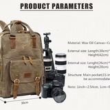 Waterproof Waxed Canvas Camera Backpack With Laptop Compartment And Tripod Strap - Image 8
