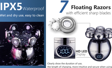 Wireless Electric Head Shaver With 7D Floating Blades And Smart LED Display - Image 9