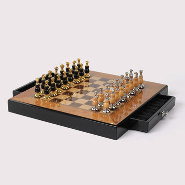 Wooden Board Chess Set With Creative Zinc Alloy Paint Pieces - Image 5