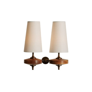 Wooden Wall Lamp With Fabric Shade - Image 1