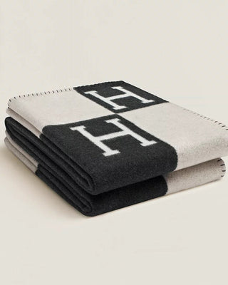 Wool Cashmere Blanket Checkered Woven Throw Letter - Image 1