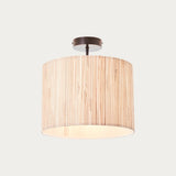 Woven Seagrass Semi Flush Light With Matte Black Hardware - Image 1
