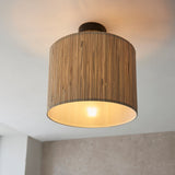 Woven Seagrass Semi Flush Light With Matte Black Hardware - Image 5